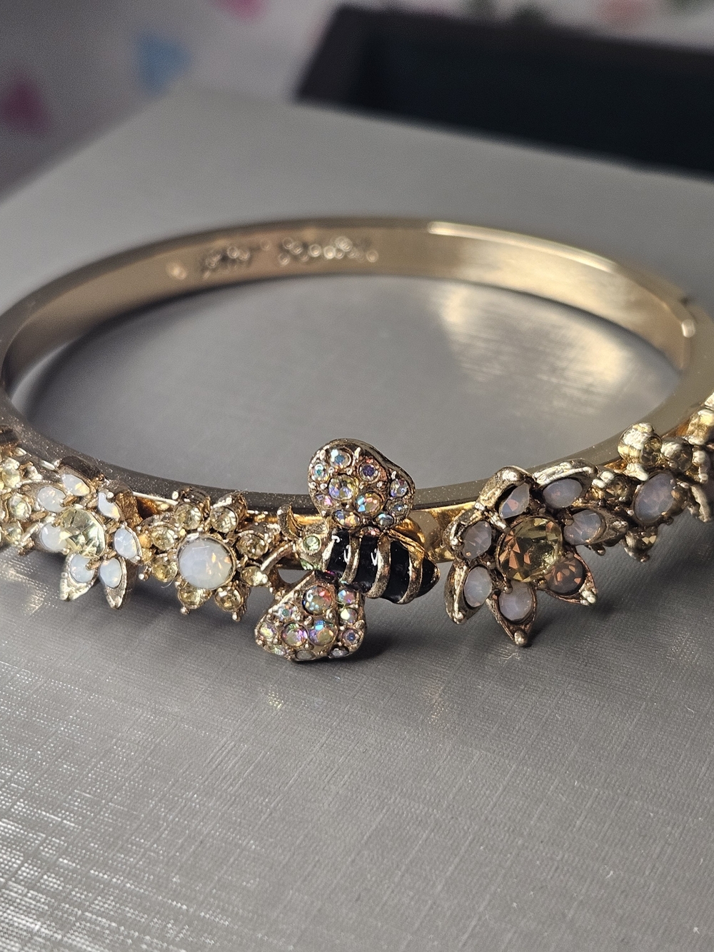 Betsey Johnson Floral & Bee Bangle Bracelet